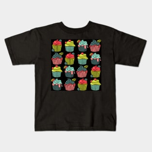 Cupcakes pattern black Kids T-Shirt